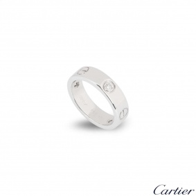 Cartier White Gold Half Diamond Love Ring Size 55 B4032500 Cartier White Gold Half Diamond Love Ring Size 55 B4032500